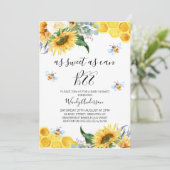 Floral Sunflower Bee Baby shower Invitation Kaart (Staand voorkant)