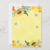 Floral Sunflower Bee Baby shower Invitation Kaart (Achterkant)