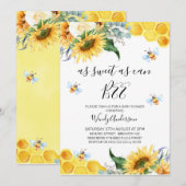 Floral Sunflower Bee Baby shower Invitation Kaart (Voorkant / Achterkant)