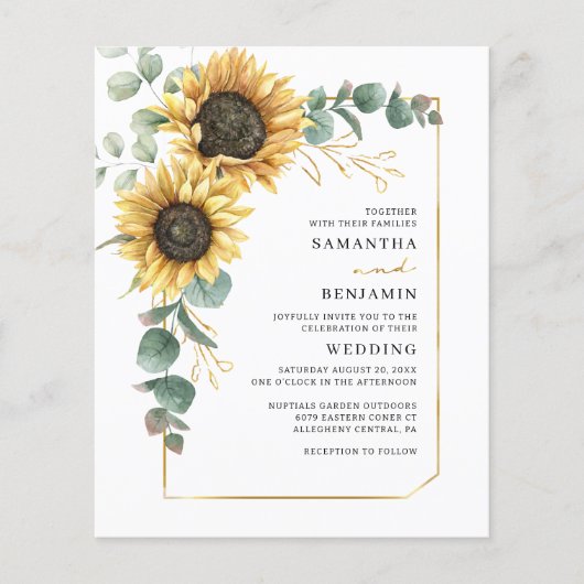 Floral Sunflower Botanical Weddenschap (Voorkant)