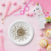 Floral Sunflower Brown Flower Rustic Wedding Party Papieren Bordje (Feest)