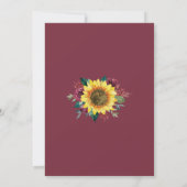 Floral Sunflower Burgundy Roos Lights Jar Wedding Kaart (Achterkant)