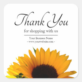 Floral Sunflower Business Hartelijk dank Vierkante Sticker