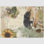 Floral Sunflower Daisy Fox Bird Ephemera ontkoppel Tissuepapier (Voorkant)