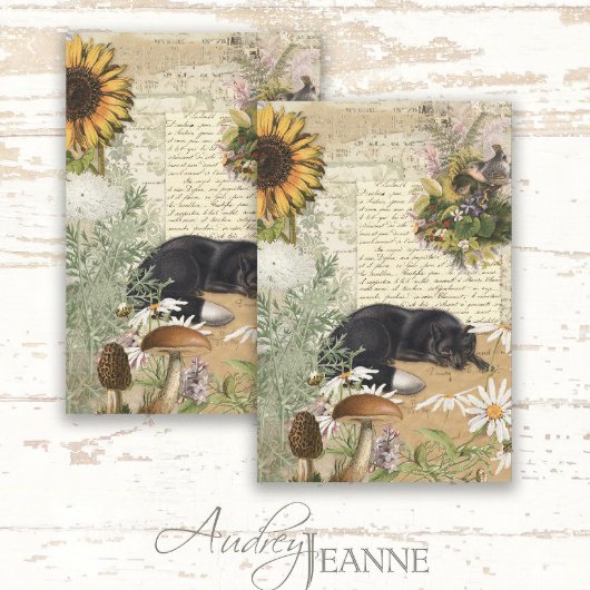 Floral Sunflower Daisy Fox Bird Ephemera ontkoppel Tissuepapier