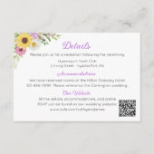 Floral Sunflower Daisy Garden Wedding Details Informatiekaartje (Voorkant)