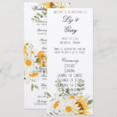 Floral Sunflower & Daisy Programma Programmakaart (Voorkant / Achterkant)