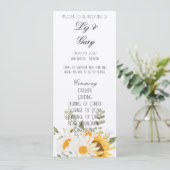 Floral Sunflower & Daisy Programma Programmakaart (Staand voorkant)
