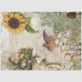 Floral Sunflower Daisy Rabbit Ephemera ontkoppelin Tissuepapier (Voorkant)