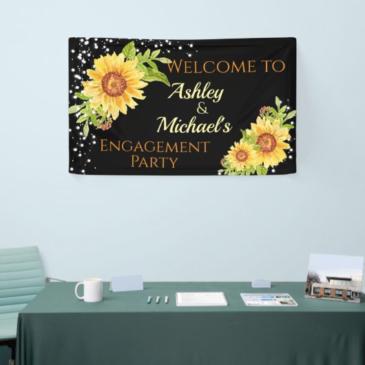 Floral Sunflower Engagement Party Celebration Spandoek (Beurs)