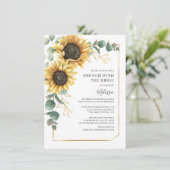 Floral Sunflower Eucalyptus Brunch met bride Kaart (Staand voorkant)