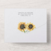 Floral Sunflower Eucalyptus Foliage Weddenschap All In One Uitnodiging (Achterkant)