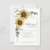 Floral Sunflower Eucalyptus Geometric Greenery RSVP Kaartje (Voorkant)