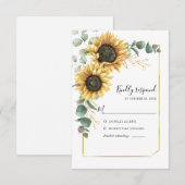 Floral Sunflower Eucalyptus Geometric Greenery RSVP Kaartje (Voorkant / Achterkant)