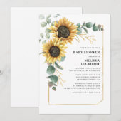 Floral Sunflower Eucalyptus Greenery Baby shower Kaart (Voorkant / Achterkant)