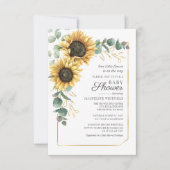 Floral Sunflower Eucalyptus Greenery Baby shower Kaart (Voorkant)