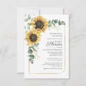 Floral Sunflower Eucalyptus Greenery Baby shower Kaart (Achterkant)