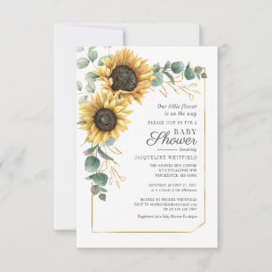 Floral Sunflower Eucalyptus Greenery Baby shower Kaart
