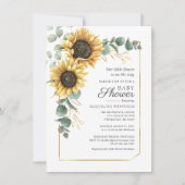 Floral Sunflower Eucalyptus Greenery Baby shower Kaart (Voorkant)