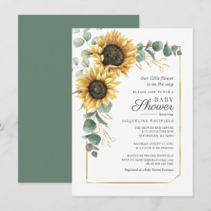 Floral Sunflower Eucalyptus Greenery Baby shower Kaart