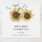 Floral Sunflower Eucalyptus Greenery Likeurfles Etiket (Enkel label)