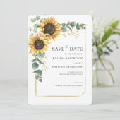 Floral Sunflower Eucalyptus Greenery Save The Date (Staand voorkant)
