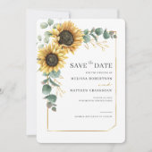 Floral Sunflower Eucalyptus Greenery Save The Date (Voorkant)