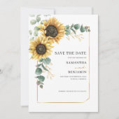 Floral Sunflower Eucalyptus Greenery Save The Date (Voorkant)