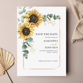 Floral Sunflower Eucalyptus Greenery Save The Date