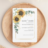 Floral Sunflower Eucalyptus Greenery Save The Date