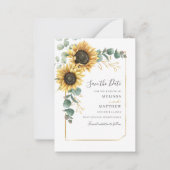 Floral Sunflower Eucalyptus Greenery Save the Date Notitiekaartje (Voorkant)