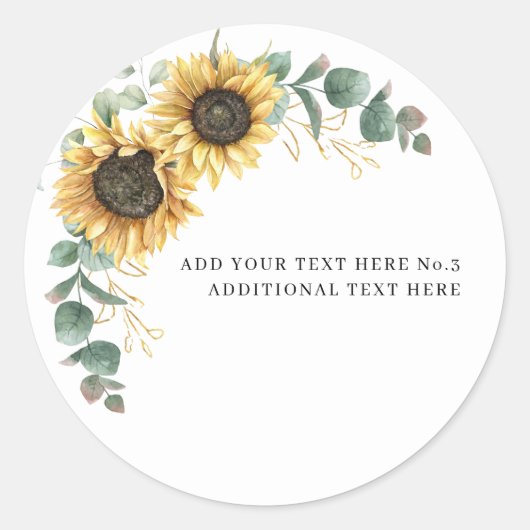 Floral Sunflower Eucalyptus Greenery Teachers Ronde Sticker (Voorkant)