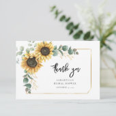 Floral Sunflower Eucalyptus Greenery Vrijgezellenf Bedankkaart (Staand voorkant)