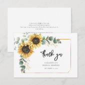 Floral Sunflower Eucalyptus Greenery Vrijgezellenf Bedankkaart (Voorkant / Achterkant)