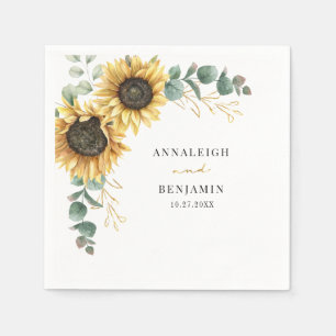 Floral Sunflower Eucalyptus Greenery Wedding Servet