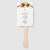 Floral Sunflower Eucalyptus Leaves Wedding Program Handwaaier (Voorkant)