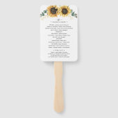 Floral Sunflower Eucalyptus Leaves Wedding Program Handwaaier (Achterkant)