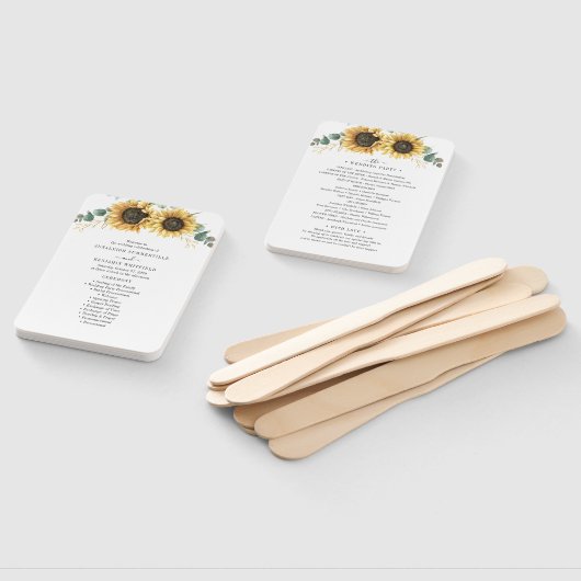 Floral Sunflower Eucalyptus Leaves Wedding Program Handwaaier (Niet-gemonteerd)