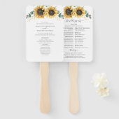 Floral Sunflower Eucalyptus Leaves Wedding Program Handwaaier (Voorkant en achterkant)