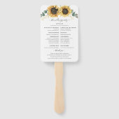 Floral Sunflower Eucalyptus Leaves Wedding Program Handwaaier (Achterkant)