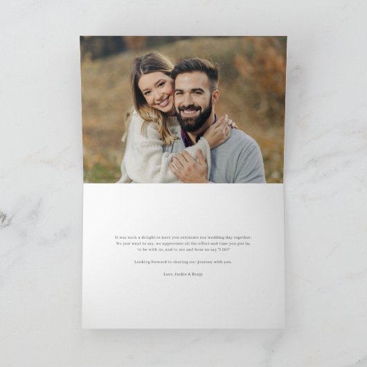 Floral Sunflower Eucalyptus Photo Weddenschap Bedankkaart (Binnen)