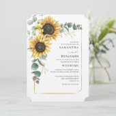 Floral Sunflower Eucalyptus QR Code Rustige bruilo Kaart (Staand voorkant)