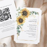 Floral Sunflower Eucalyptus QR Code Rustige bruilo Kaart<br><div class="desc">Creëer een moderne Sunflower Floral Wedding-uitnodigingskaart met deze leuke sjabloon met prachtige rustige florale bouquet,  geometrische,  QR-code voor RSVP,  met moderne eenvoudige typografie. TIP: Overeenkomende trouwsuite-kaarten zoals RSVP,  trouwprogramma's,  banners,  tapestry,  cadeaubonnen,  labels,  borden en andere bruiloft-keepsakes en -godies zijn beschikbaar in het collectie hieronder met dit ontwerp.</div>
