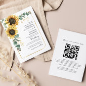 Floral Sunflower Eucalyptus QR Code Weddenschap Kaart