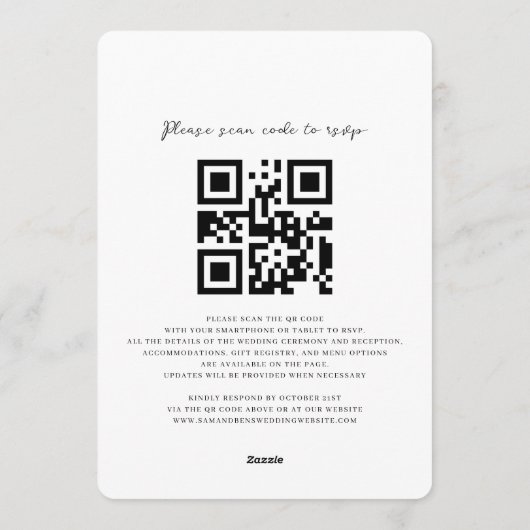 Floral Sunflower Eucalyptus QR Code Wedding Kaart (Achterkant)