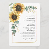 Floral Sunflower Eucalyptus QR Code Wedding Kaart (Voorkant)