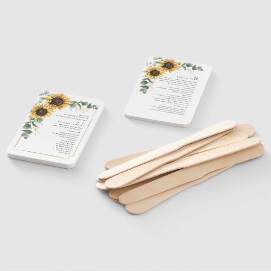 Floral Sunflower Eucalyptus Rustic Wedding Program Handwaaier (Niet-gemonteerd)