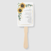 Floral Sunflower Eucalyptus Rustic Wedding Program Handwaaier (Voorkant)