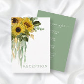 Floral Sunflower Eucalyptus Sage Green Reception Informatiekaartje