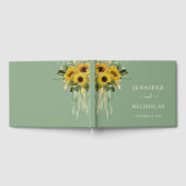 Floral Sunflower Eucalyptus Sage Green Wedding Gastenboek (Volledig)